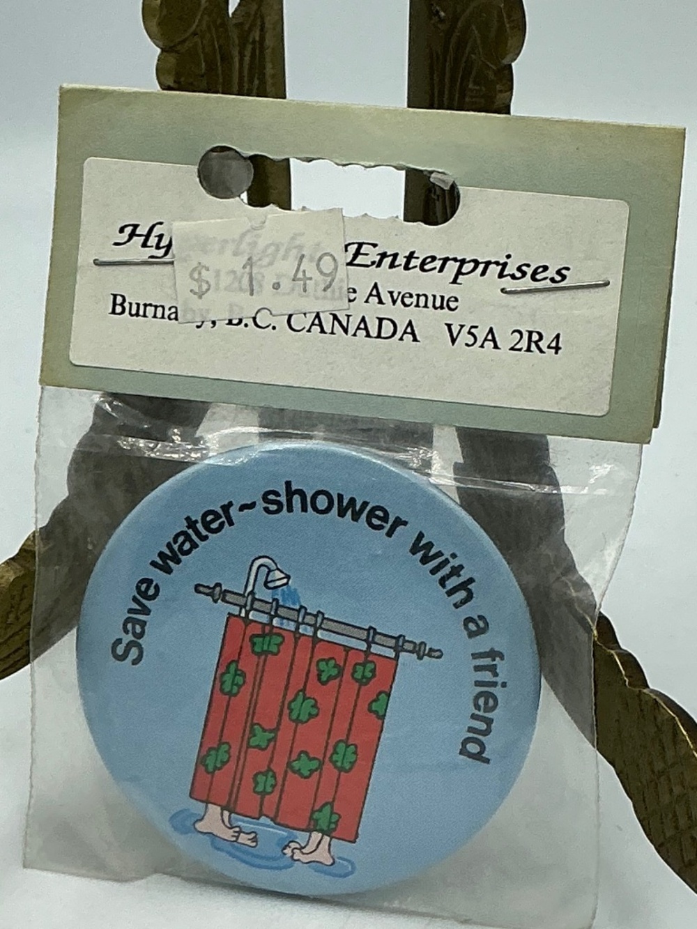 Vintage Pin Button Save Water Shower With A Friend Hyperlight